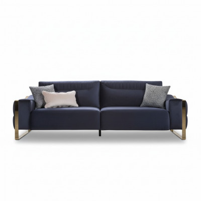 Classic three-seater sofa design living room upholstery wood upholstery modern luxury blue