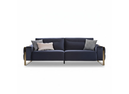 Classic three-seater sofa design living room upholstery wood upholstery modern luxury blue