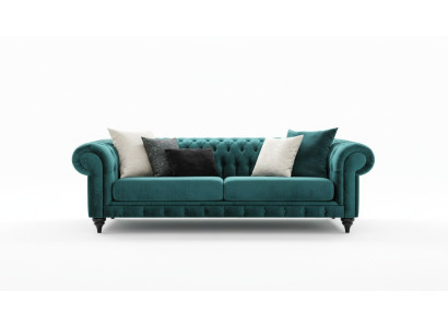 Classic Chesterfield Three-Seater Furniture Sofa Luxury Couches Green 3-Seat Sofas