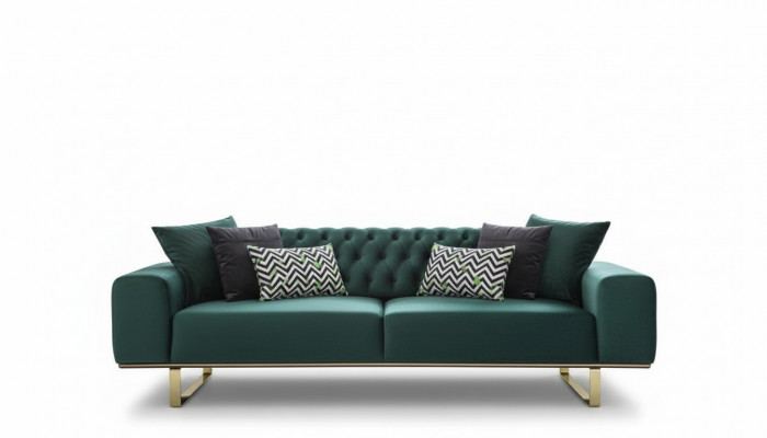 Luxury living room sofa 2-seater green couch Chesterfield couches new