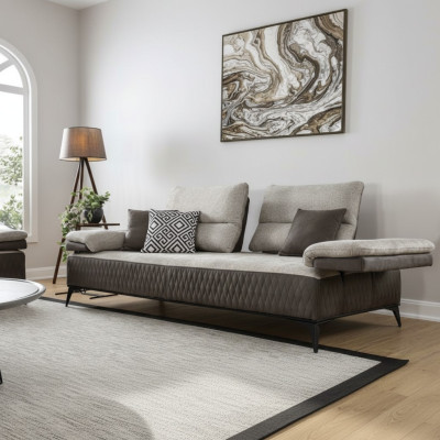 Luxury Three-Seater Modern Couch Furniture Grey Couches Classic Sofas Fabric Textile