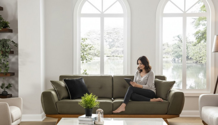 Luxury Three-Seater Classic Couch Leather Furniture Brown Sofas 3-Seater Furniture Style