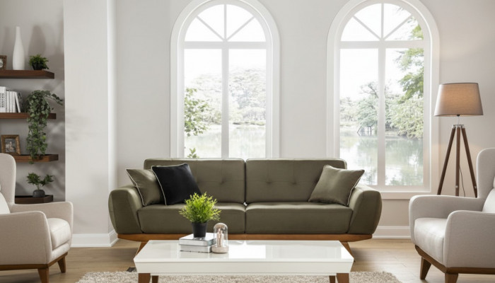 Luxury Three-Seater Classic Couch Leather Furniture Brown Sofas 3-Seater Furniture Style
