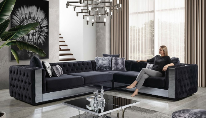 Black Chesterfield Upholstered Sofa Sofa Corner Sofa Set Upholstery Luxury Corner Sofas