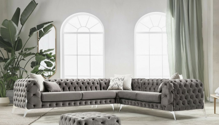 Gray Chesterfield Upholstered Sofa Sofa Corner Sofa Set Upholstery Luxury Corner Sofas New