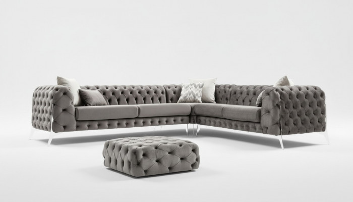 Gray Chesterfield Upholstered Sofa Sofa Corner Sofa Set Upholstery Luxury Corner Sofas New