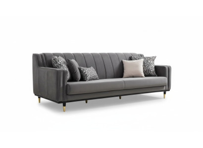 Classic Gray Sofa 3 Seat Sofas Seating Design Couch Three-Seater Luxury Furniture Style
