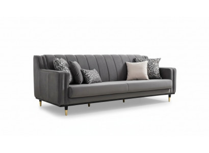 Classic Gray Sofa 3 Seat Sofas Seating Design Couch Three-Seater Luxury Furniture Style