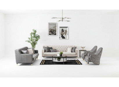 Luxury 5-piece sofa set 3+3+1+1 seaters coffee table sofa armchair