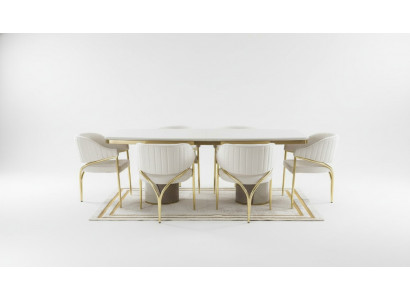 Luxury dining room set table with 6 chairs metal group 7-piece metal