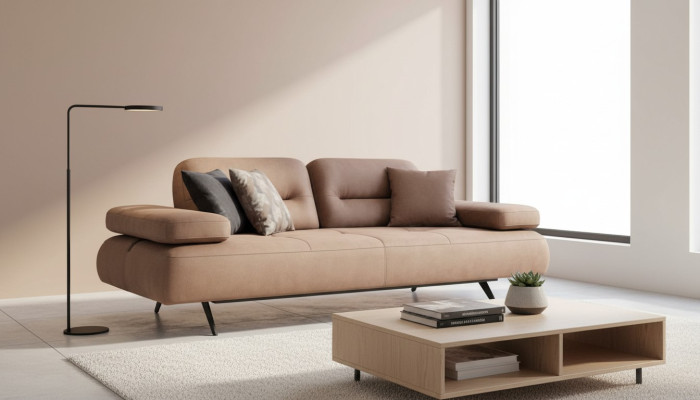 Design 3-seater sofa brown couch upholstery big luxury couches sofas textile seat new