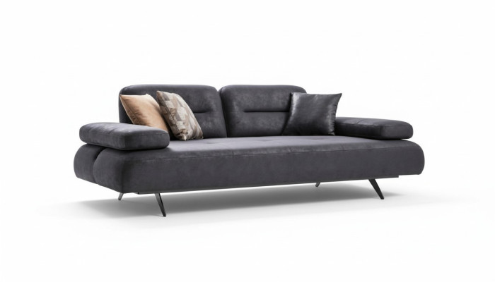 XXL Sofa 4-Seater Couch Living Room Upholstered Seating Suite Leather Gray Fabric