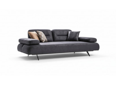 XXL Sofa 4-Seater Couch Living Room Upholstered Seating Suite Leather Gray Fabric