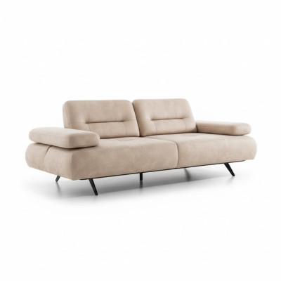 Sofa 2-seater upholstered sofa beige fabric leather design modern couch sofas luxury
