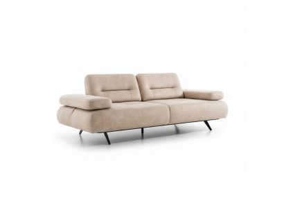 Sofa 2-seater upholstered sofa beige fabric leather design modern couch sofas luxury