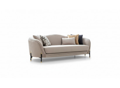 Sofa 3-seater upholstered sofa beige textile seat design couch sofas fabric modern new
