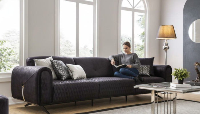 Luxury sofa 4-seater leather living room modern design sofas upholstery couches