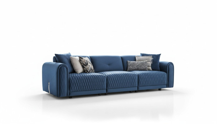 Luxury Sofa 4 Seater Living Room Modern Design Blue Leather Sofas Couches New