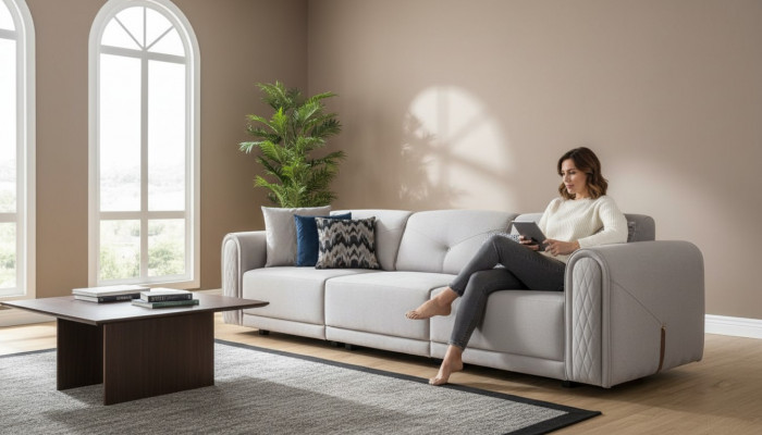 Luxury Sofa 4-Seater Fabric Living Room Modern Design Sofas Upholstered Couches