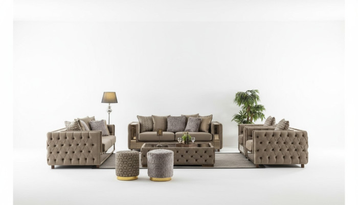 Chesterfield Sofa Set 3+3+1+1 Seater Sofa Couch Set Design Couches