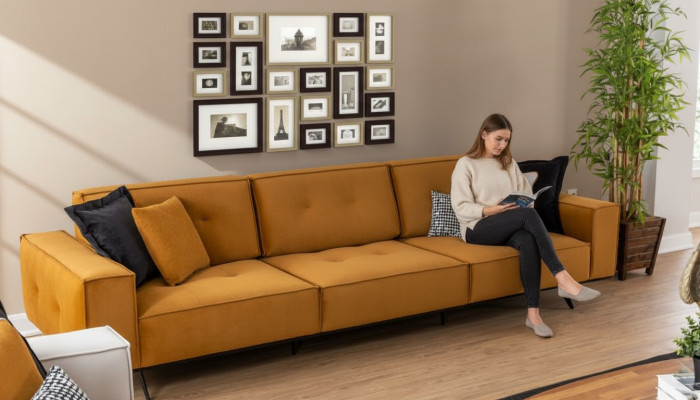 Sofa couch four-seater furniture couches upholstered sofas textile fabric furnishing