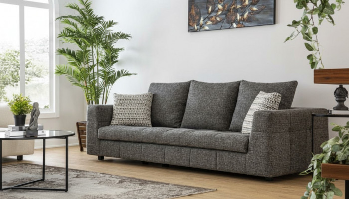 Luxury Sofa 4-Seater Fabric Living Room Modern Design Gray Sofas Upholstered Couches