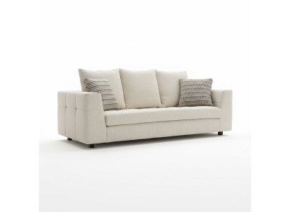 Luxury Modern Sofa 3-Seater Upholstered Sofa White Textile Seat Design Couch Sofas