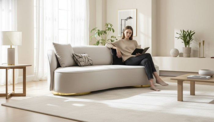 Luxury Sofa 3-Seater Fabric Living Room Modern Design Gray Sofas Upholstered Couches