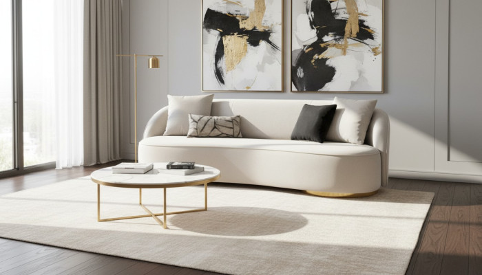 Luxury Sofa 3-Seater Fabric Living Room Modern Design Gray Sofas Upholstered Couches