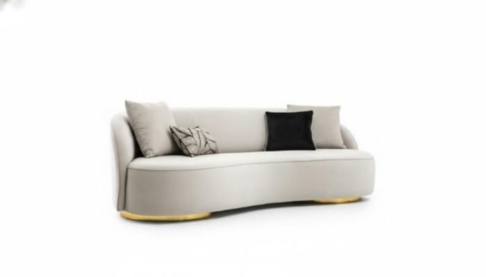 Luxury Sofa 3-Seater Fabric Living Room Modern Design Gray Sofas Upholstered Couches