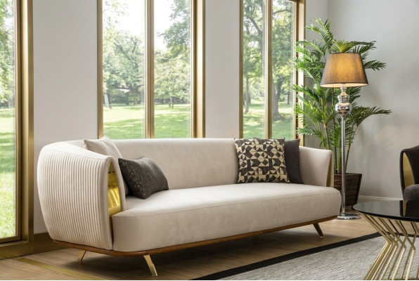 Modern sofa 2-seater upholstered sofa white fabric seating design couch sofas fabric