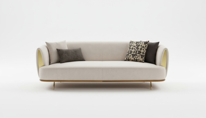 Modern sofa 2-seater upholstered sofa white fabric seating design couch sofas fabric