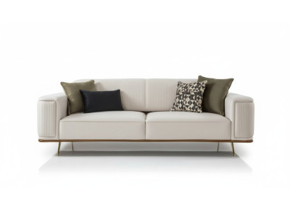 Modern sofa 3-seater upholstered sofa white textile seat design couch sofas fabric
