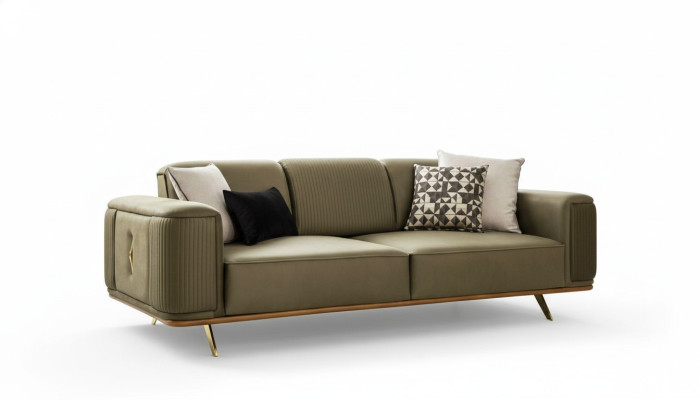Chesterfield Sofa 4 Seat Living Room Four-Seater Design Black Textile Couches