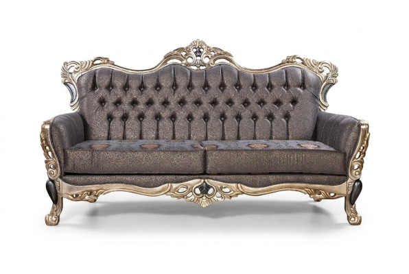 Classic Sofa 3-Seater Upholstered Sofa White Textile Seat Design Couch Sofas Fabric