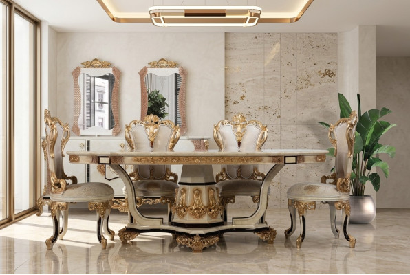 Classic luxury table wood tables baroque rococo antique style dining living room new