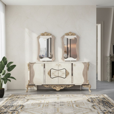 Sideboard with Mirror Set Dining Baroque Dressers Wood Dresser Wood Cabinet New