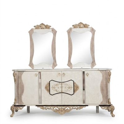 Sideboard with Mirror Set Dining Baroque Dressers Wood Dresser Wood Cabinet New