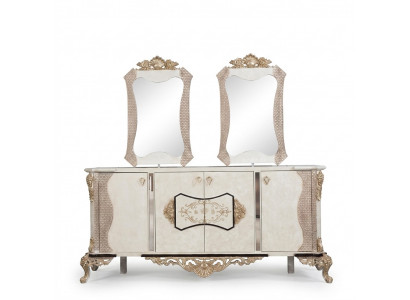 Sideboard with Mirror Set Dining Baroque Dressers Wood Dresser Wood Cabinet New
