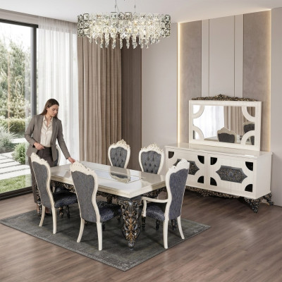 Dining table dining group classic table dining room set 7-piece set chair 6x chairs new