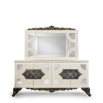 Dresser cabinet with mirror noble dresser buffet baroque rococo wood sideboard