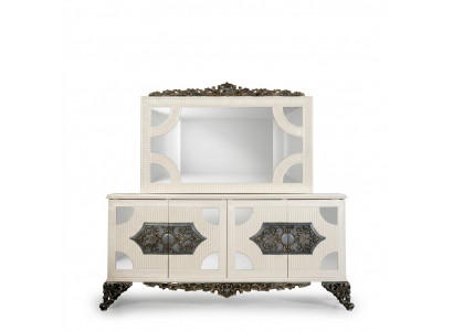 Dresser cabinet with mirror noble dresser buffet baroque rococo wood sideboard