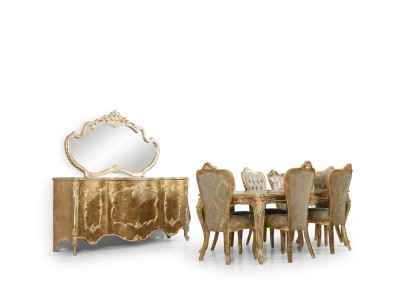 Luxury Dining Room Set Furniture Chair 6x Sideboard Mirror Dining Room Group Complete