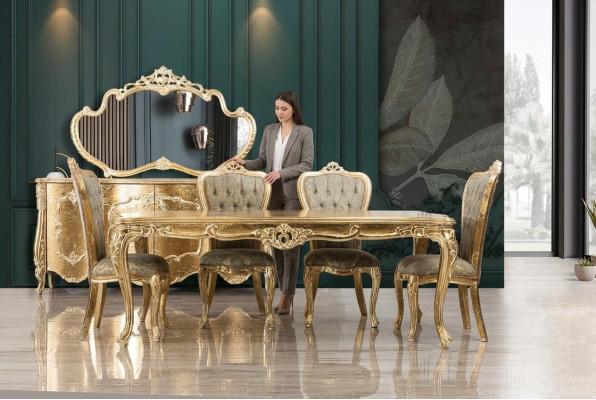 Baroque Antique Style Dining Table Real Wood Classical Designer Tables Rococo