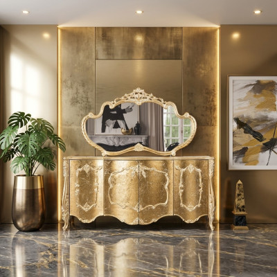 Sideboard Mirror Luxury Group Dresser Set Dressers Cabinet Sideboards Gold