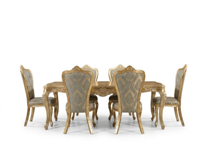 Dining room dining table 6x chairs table luxury tables classic dining group set 7-piece.