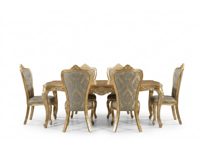 Dining room dining table 6x chairs table luxury tables classic dining group set 7-piece.