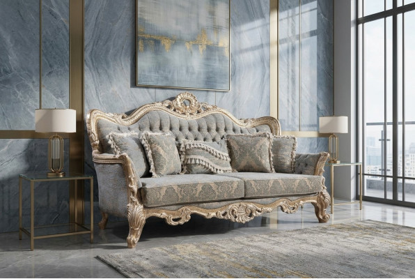 Chesterfield 3-Seater Designer Sofa Luxury Upholstered Sofas Couches Fabric Textile