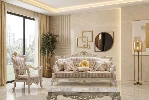 Sofa set Classic Luxury Sofas Armchair Living Room set 3+1 Seat Chesterfield