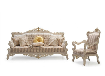 Sofa set Classic Luxury Sofas Armchair Living Room set 3+1 Seat Chesterfield